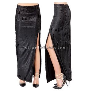 Jupe Pailletée Noire Blaque Label Avec Fente Haute - Taille S, Style Crayon Midi, Occasion Très Bon état